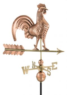 25" Rooster Weathervane - Polished Copper